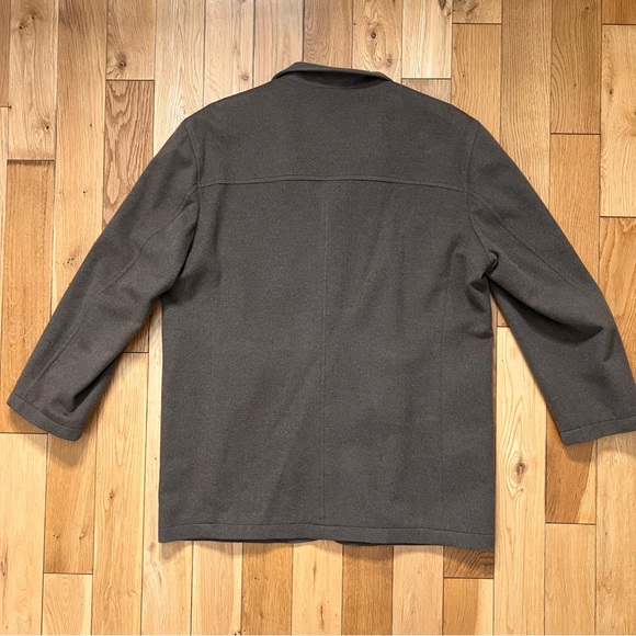 ermenegildo zegna Wool Cashmere Blend Brown Button Front High Collar Coat Large - Picture 7 of 9